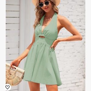 NWOT Mint Green Large halter mini dress